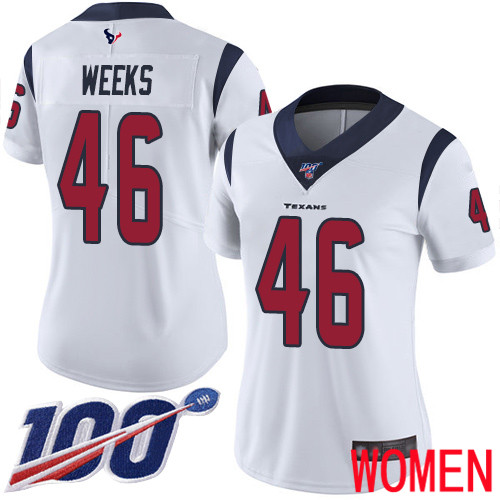 Houston Texans Limited White Women Jon Weeks Road Jersey NFL Football 46 100th Season Vapor Untouchable